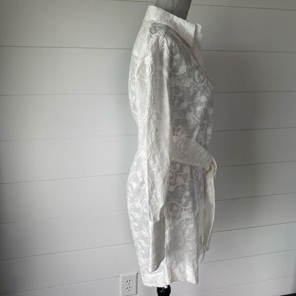SUPER NATURAL BY SECRET MISSION SKIPE SHIRT EMBROIDERED WHITE DRESS SIZE S $425 - Picture 5 of 12